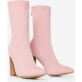 Anushka Knit Ankle Boot With Wooden Heel In Pink, Pink