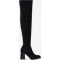 Ader Over The Knee Long Boot In Black Faux Suede, Black