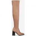 Ader Over The Knee Long Boot In Mocha Faux Suede, Brown