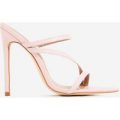 Aria Toe Strap Heel Mule In Light Pink Faux Leather, Pink