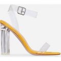 Ariana Perspex Heel In Yellow Faux Suede, Yellow