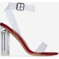 Ariana Perspex Heel In Maroon Faux Suede, Red