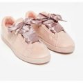 Ariel Ribbon Lace Up Trainer In Pink Faux Suede, Pink