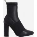 Marian Ankle Sock Boot In Black Faux Leather, Black