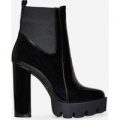 Atlas Platform Biker Boot In Black Patent, Black