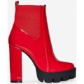 Atlas Platform Biker Boot In Red Patent, Red