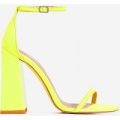 Atomic Square Block Heel In Neon Yellow Patent, Yellow