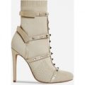 Axel Studded Detail Sock Boot In Nude Knit, Nude