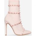 Axel Studded Detail Sock Boot In Pink Lycra, Pink
