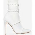 Axel Studded Detail Sock Boot In White Lycra, White