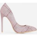 Gina Court Heel In Metallic Pink Tartan Fabric, Pink