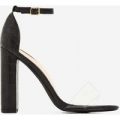 Carmela Block Heel Perspex Heel In Black Croc Print Faux Leather, Black