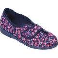 Cosyfeet Sarah Extra Roomy Women’s Fabric Shoes – Navy/Pink Floral 6