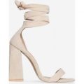 Barca Barely There Flared Block Heel In Nude Faux Suede, Nude