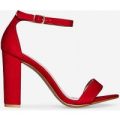 Vincent Barely There Block Heel In Red Faux Suede, Red