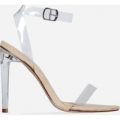 Invisible Barely There Flat Perspex Heel In Nude Faux Suede, Nude