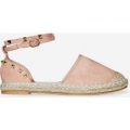 Belfast Studded Detail Espadrille In Pink Faux Suede, Pink