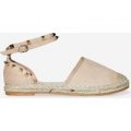 Belfast Studded Detail Espadrille In Nude Faux Suede, Nude