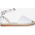 Belfast Studded Detail Espadrille In White Faux Leather, White