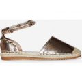 Belfast Studded Detail Espadrille In Rose Gold Faux Leather, Rose Gold