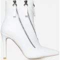 Belfry Triple Zip Detail Ankle Boot In White Faux Leather, White