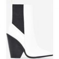 Bella Black Heel Ankle Boot In White Patent, White
