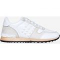 Lorde Studded Detail Trainer In White Faux Leather, White