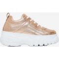 Galaxy Platform Trainer In Rose Gold Faux Leather, Rose Gold