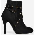 Naomi Studded Detail Ankle Boot In Black Faux Suede, Black