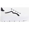 Ren Black Glitter Detail Chunky Sole Trainer In White, White