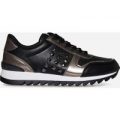 Harlem Studded Detail Trainer In Black Faux Leather, Black