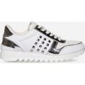 Harlem Studded Detail Trainer In White Faux Leather, White