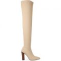 Tetyana Over The Knee Boots In Beige Knit, Nude