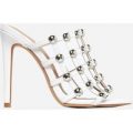 Boufal Studded Detail Mule In White Faux Leather, White