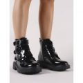 Brag Chunky Ankle Boots Patent, Black