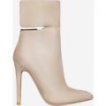 Braylon Cut Out Ankle Boot In Nude Faux Suede, Nude