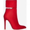 Braylon Cut Out Ankle Boot In Red Faux Suede, Red