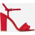 Britney Studded Detail Heel In Red Faux Suede, Red