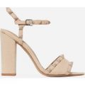 Britney Studded Detail Heel In Nude Faux Suede, Nude