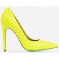 Bronte Court Heel In Neon Yellow Patent, Yellow