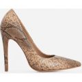Bronte Court Heel In Nude Snake Print Faux Leather, Nude