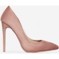 Bronte Court Heel In Pink Faux Suede, Pink