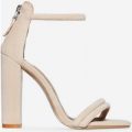 Brooke Barely There Block Heel In Nude Faux Suede, Nude