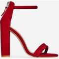Brooke Barely There Block Heel In Red Faux Suede, Red