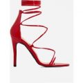 Brooklyn Lace Up Heel In Red Patent, Red