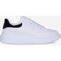Jesus Trainer With Black Patent Heel Tab In White Faux Leather, White