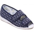 Cosyfeet Molly Extra Roomy Women’s Fabric Shoes – Navy Embroidered 9