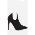 Caris Pointed Toe Ankle Boot In Black Lycra, Black