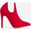 Caris Pointed Toe Ankle Boot In Red Lycra, Red