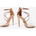 Alyssa Perspex Heel In Rose Gold Faux Leather, Rose Gold